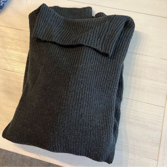 Eileen Fisher Marino Wool Turtleneck Tunic Swearer Dark Gray/Green XS NWT - Picture 10 of 10